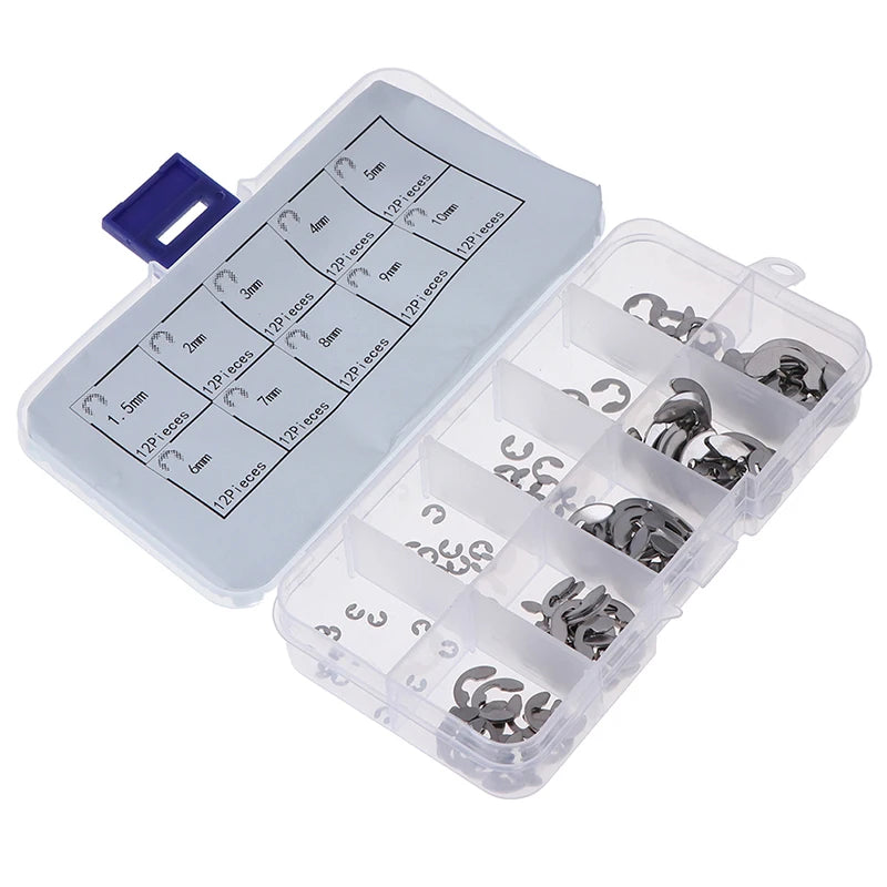 120Pc Stainless Steel E-Clip Retaining Circlip Kit M1.5–M10 Retaining Circlip Kit Axl
