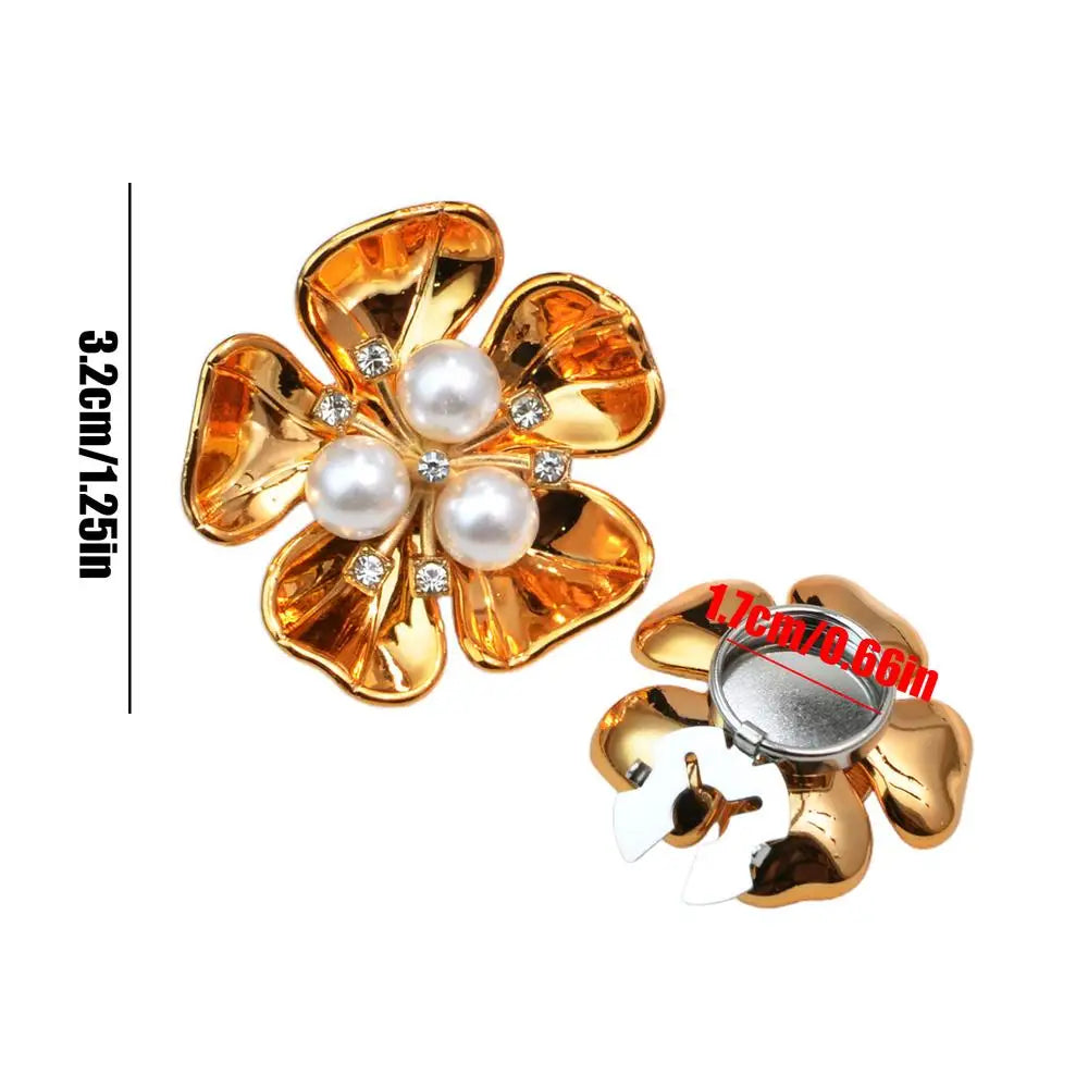 Rhinestone Floral Button Covers for Women – DIY Jewelry Clips Button Cover Clips Axl Gold