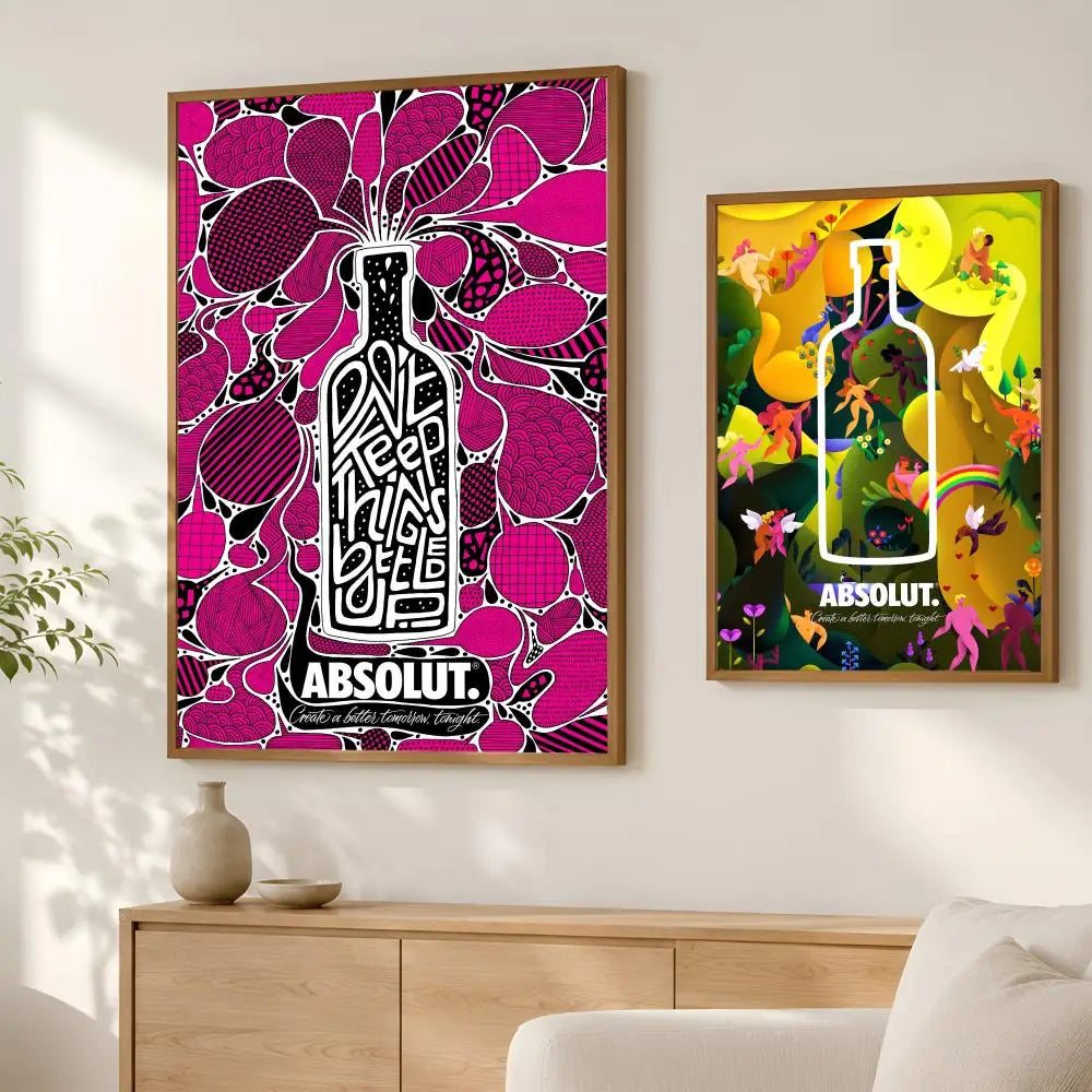Absolut Vodka Wall Art Poster – Self-Stick HD Waterproof Decor Wall Art Poster Axl