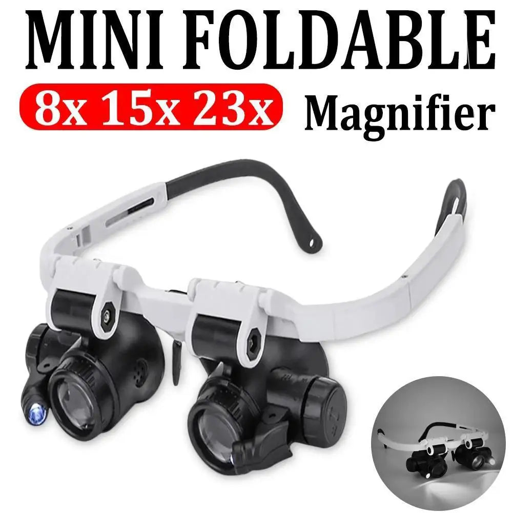 LED Head Magnifier Loupe – 8X 15X 23X Adjustable Headband Head Magnifier Loupe Axl