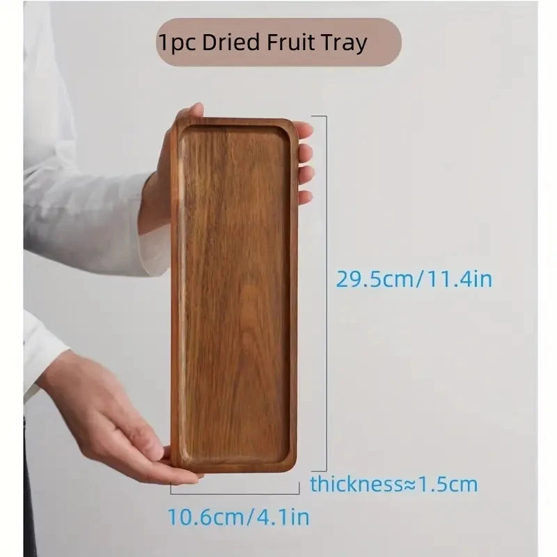 Solid Wood Fruit & Snack Serving Tray – Multi-Size Wooden Plate Wooden Serving Tray Axl Random wood grain D