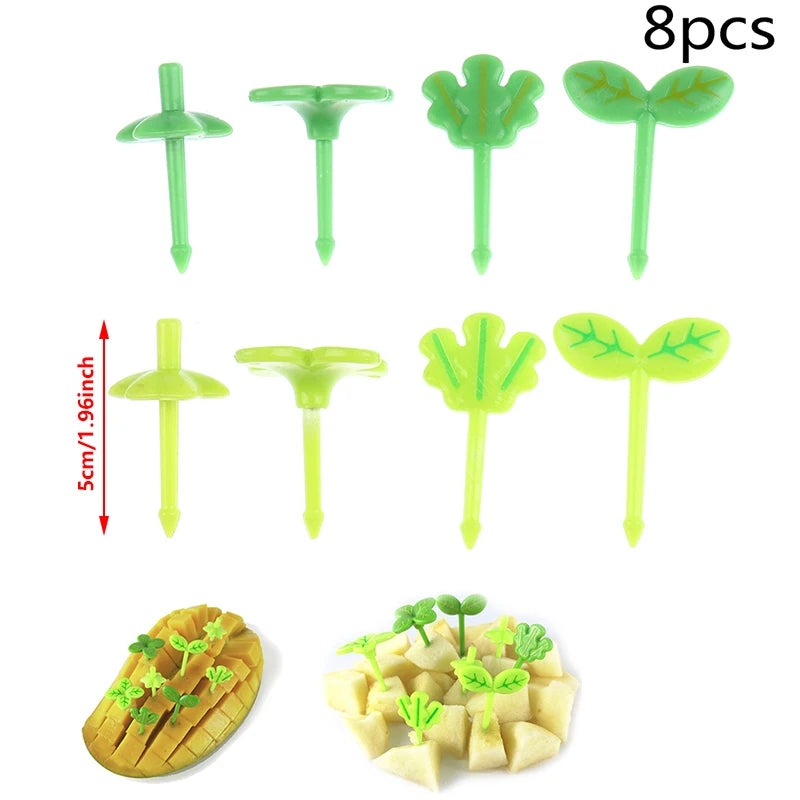 8-Piece Leaf Fruit Forks – Kids Bento Lunch Box Picks Food Picks Set Axl one size