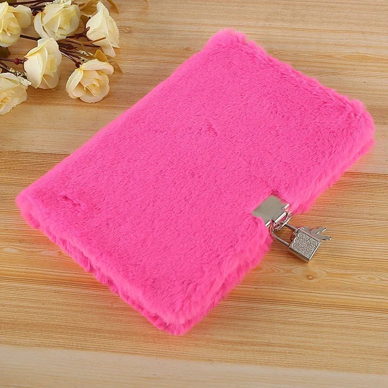 Cute Plush A5 Diary Notebook with Lock | Girls Journal Diary Notebook Axl rosered A5