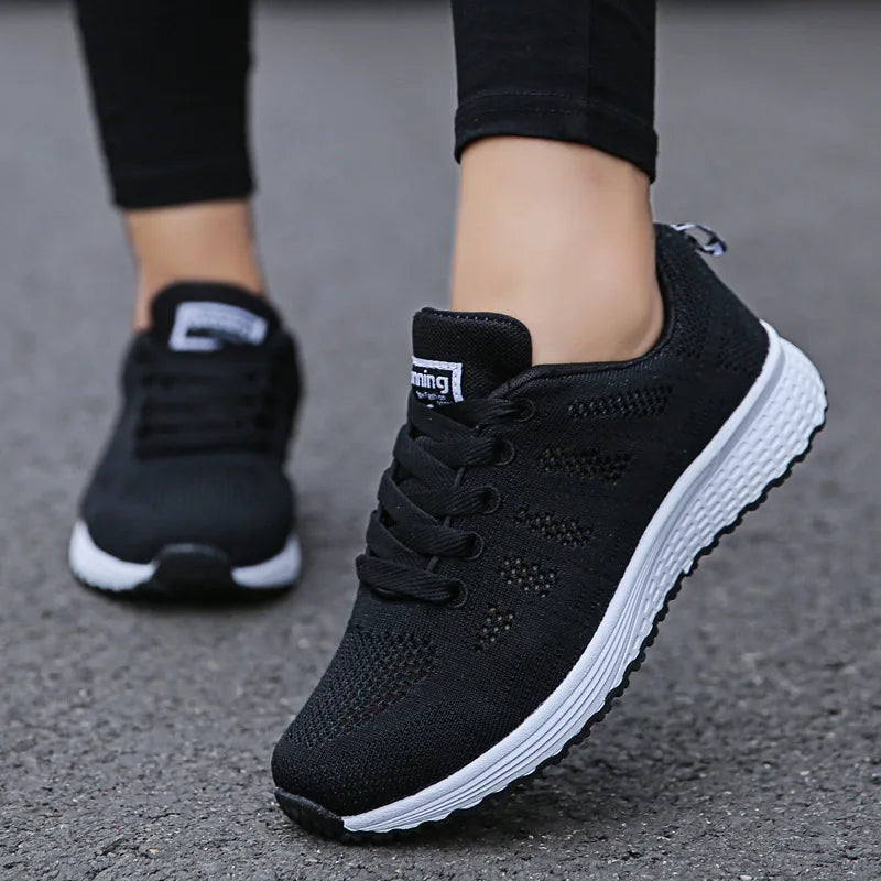 HAJINK Women's Breathable Mesh Flat Sneakers | Casual Walking Shoes Women's Flat Sneakers Axl