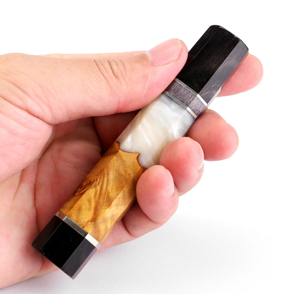 DIY Octagonal Knife Handle Blank – Stabilized Wood, Resin & Cowhorn Knife Handle Blank Axl