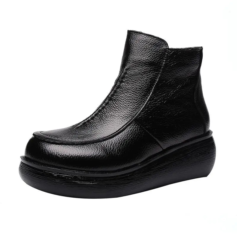 Lorilury Women's Waterproof Leather Fur-Lined Ankle Boots Women's Ankle Boots Axl