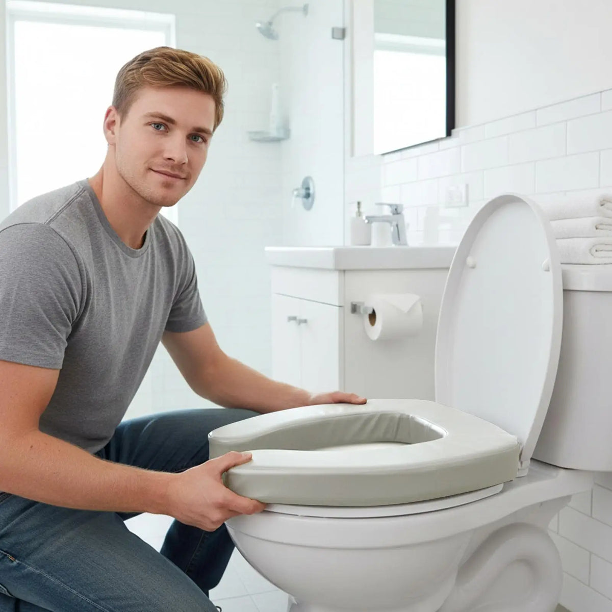 Ergonomic Padded Toilet Seat Riser – Non-Slip & Waterproof Toilet Seat Riser Axl