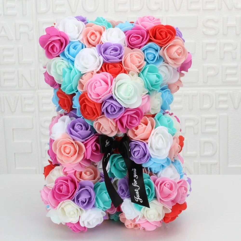Rose Bear Foam Flower Bear Gift – 20cm Eternal Rose Bear Decorative Rose Bear Axl multicolor