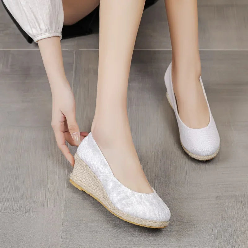 Women's Canvas Wedge Espadrille Pumps – Slip-On Heels Wedge Espadrille Pumps Axl
