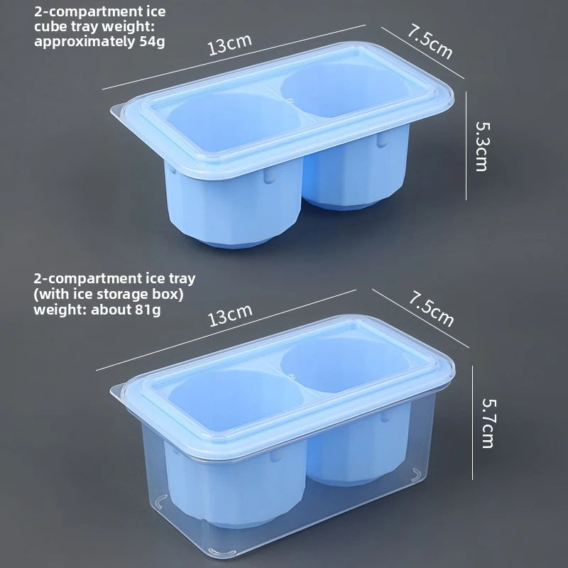 Large Round Silicone Ice Cube Tray with Lid – 2 Cavity Mold Silicone Ice Mold Axl