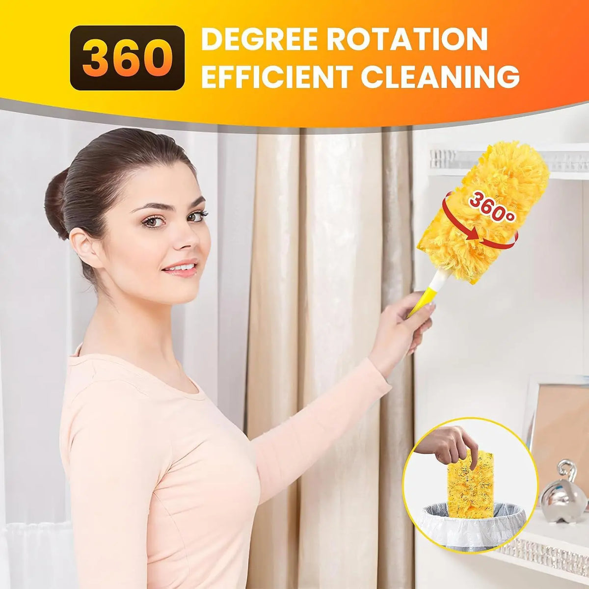 Double-Sided 360° Microfiber Electrostatic Duster – Dust & Webs Microfiber Duster Axl
