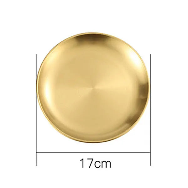 Stainless Steel Camping Plate – Stackable Rust-Proof Dinner Plate Camping Dinner Plate Axl 17cm Gold Plate
