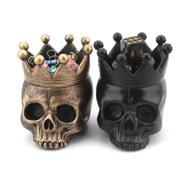 3D Crown Skull Resin Candle Holder – Halloween Skeleton Decor Skull Candle Holder Axl