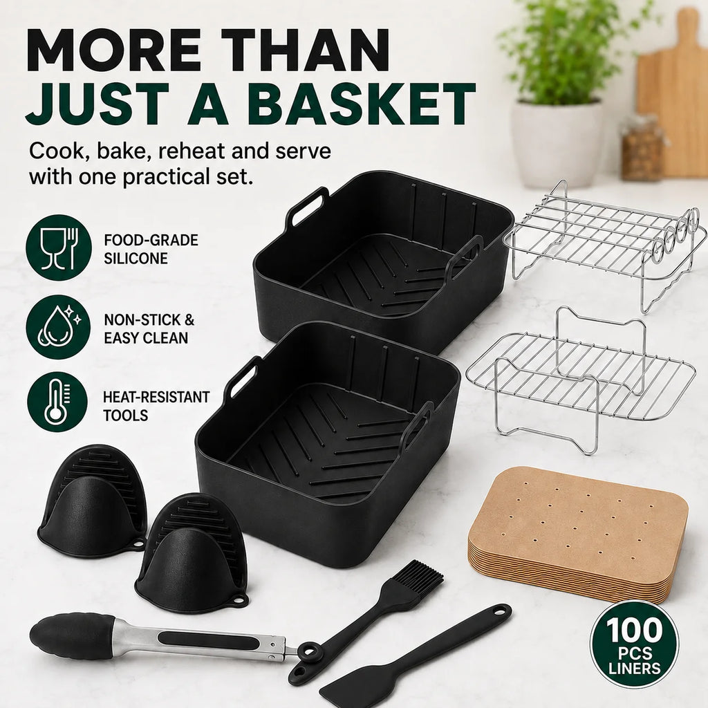 Air Fryer Accessories Set – Silicone Liners, Racks & Baking Tools Air Fryer Accessory Set Axl