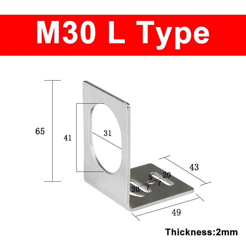 Proximity Sensor Bracket Mount Clip M8 M12 M18 M30 SN04 E3JK Sensor Mounting Bracket Axl M30 L Type
