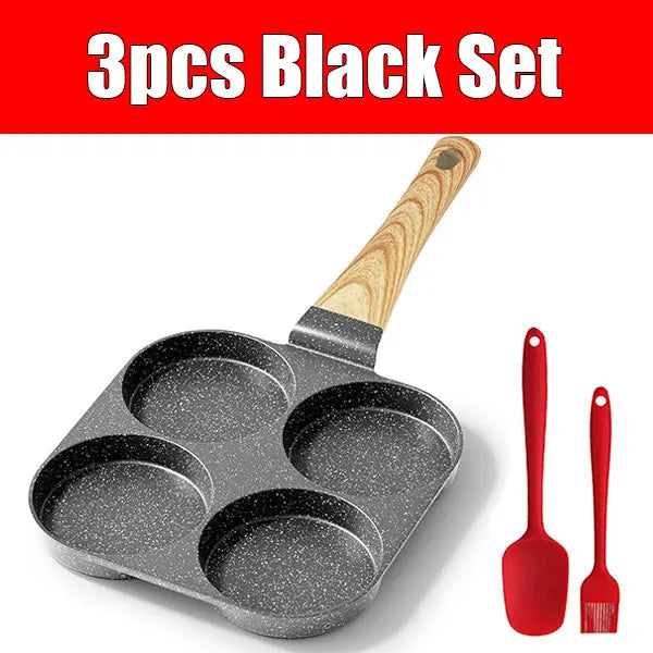 4-Cup Nonstick Granite Egg Pan – Omelette & Pancake Skillet Nonstick Egg Pan Axl 3pcs Black Set