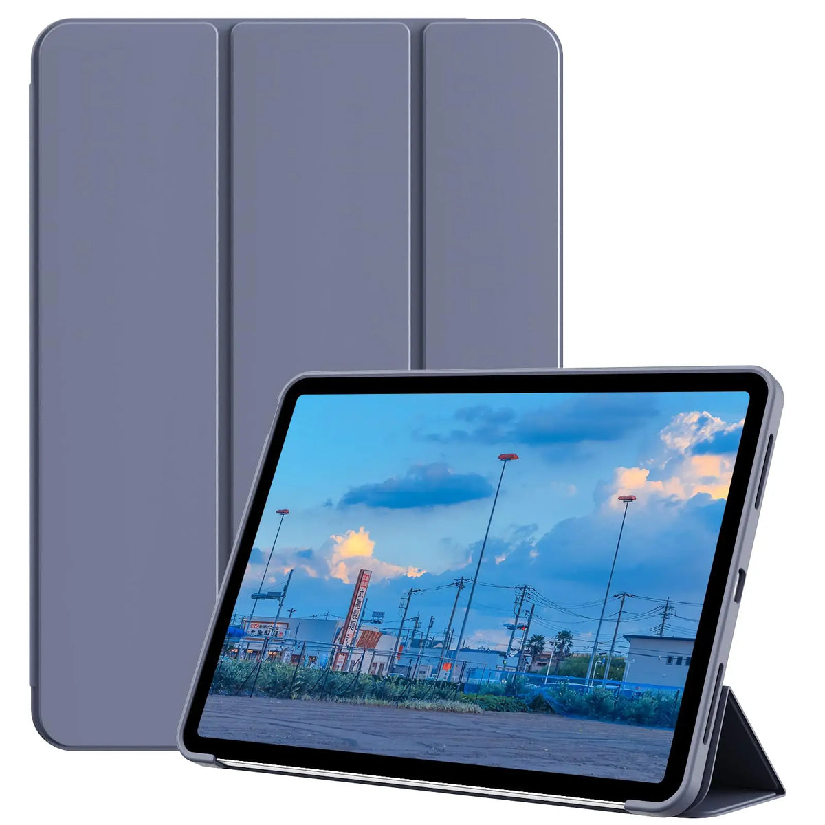 Tri-Fold Silicone Smart iPad Case – Shockproof Magnetic Cover Tablet Folio Case Axl Lavender iPad mini 1 2 3 4 5