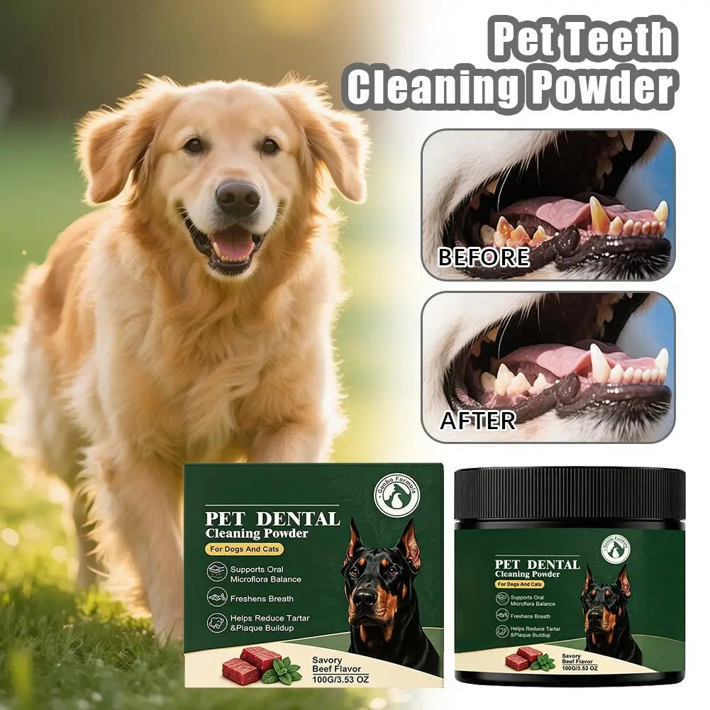 Pet Dental Powder for Dogs & Cats – Beef Flavor, 100g Pet Dental Powder Axl Default Title