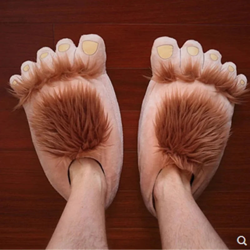 Women's Chunky Fuzzy Indoor Slippers – Novelty Bigfoot Warm Indoor Fuzzy Slippers Axl Khaki ONE SIZE China Mainland