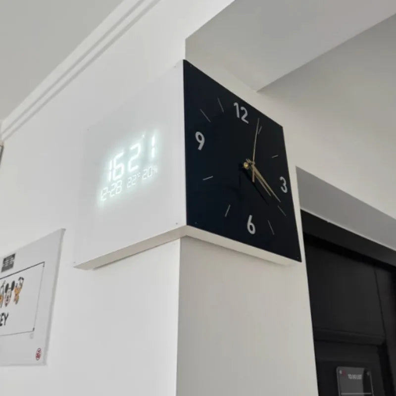 Double-Sided Nordic Silent Corner Wall Clock | 40cm Quartz Wall Clock Axl