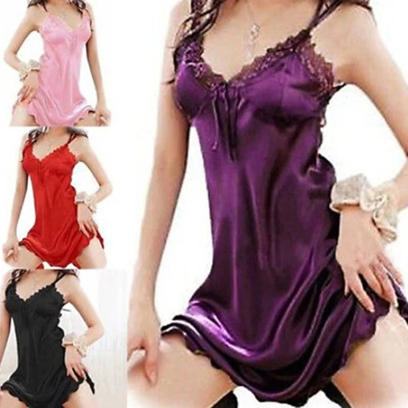 Women's Lace Babydoll Nightgown – Off Shoulder Satin Sleep Dress Babydoll Nightgown Axl