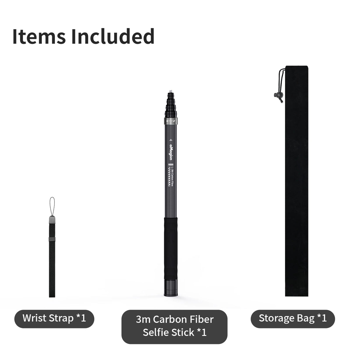 3M Carbon Fiber Invisible Selfie Stick for Insta360 & DJI Camera Selfie Stick Axl