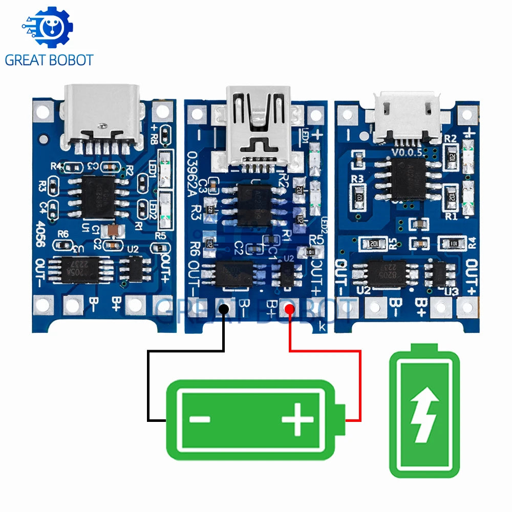 TP4056 5V 1A Micro USB & Type-C Li-Ion Battery Charger Module Battery Charger Module Axl