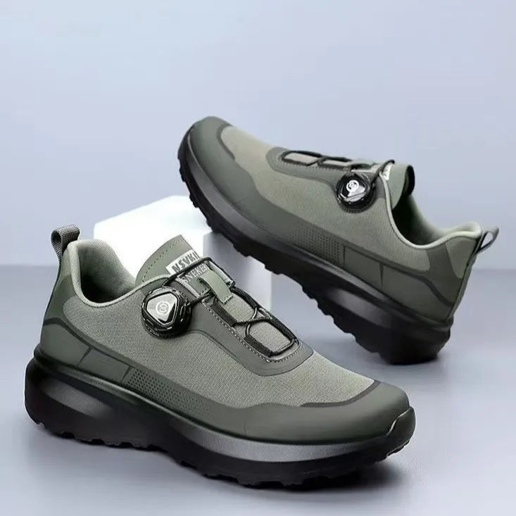 YBQJOO Men's Thick Sole Outdoor Sneakers – Waterproof Hiking Shoes Men's Outdoor Sneakers Axl Green 41