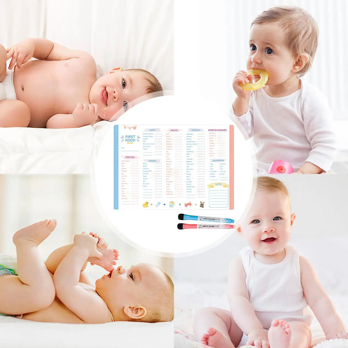 Magnetic Baby First Foods Chart – Erasable Infant Meal Tracker Baby Feeding Tracker Axl