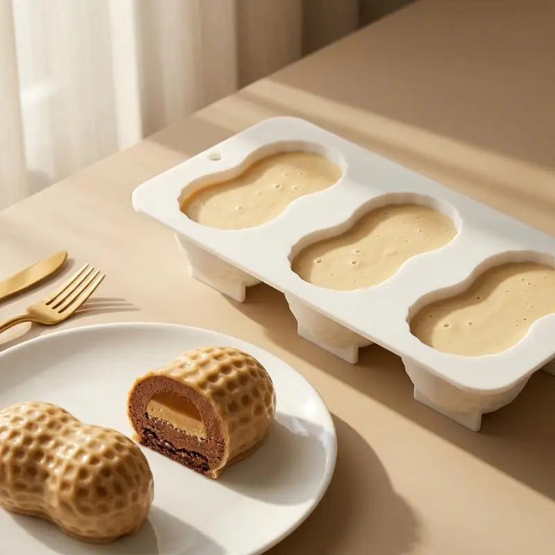 3-Cell Peanut Silicone Mold – Mousse Cake & Chocolate Bakeware Silicone Cake Mold Axl