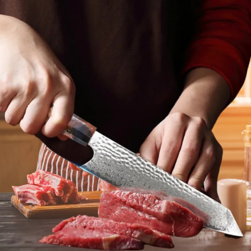 Damascus Nakiri Chef Knife – 67-Layer VG10 Steel | 8 Inch Damascus Chef Knife Axl