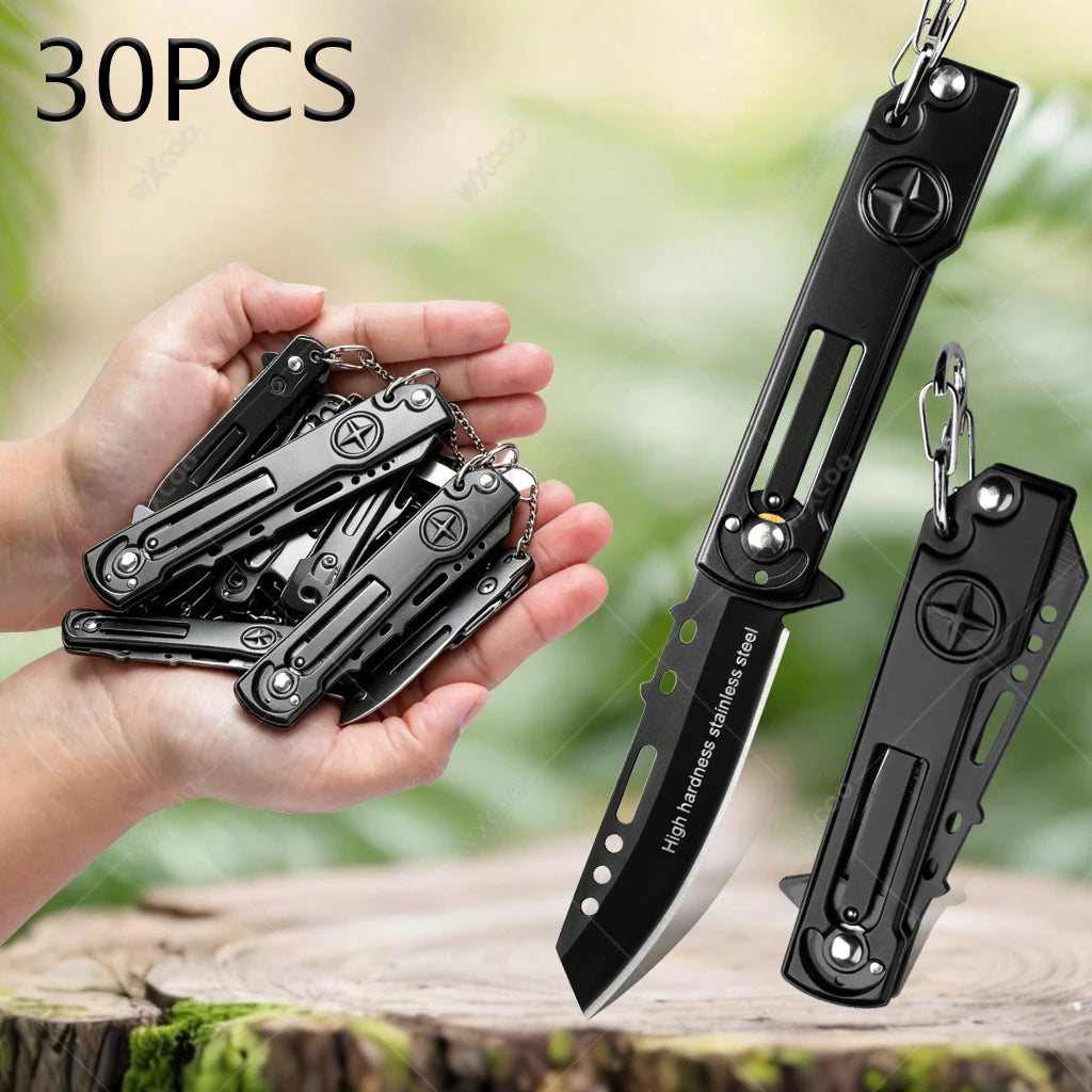 WXCOO Folding Paring Knife – Mini Stainless Steel Keychain Knife Folding Paring Knife Axl 30PCS
