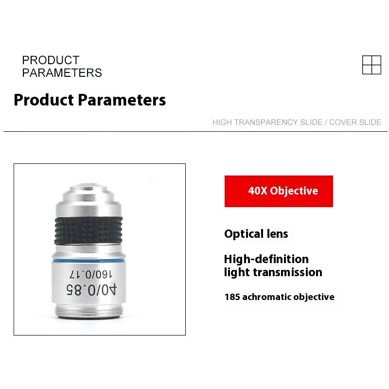Achromatic Microscope Objective Lens 4X 10X 40X 100X Oil Set Microscope Objective Lens Axl 40X