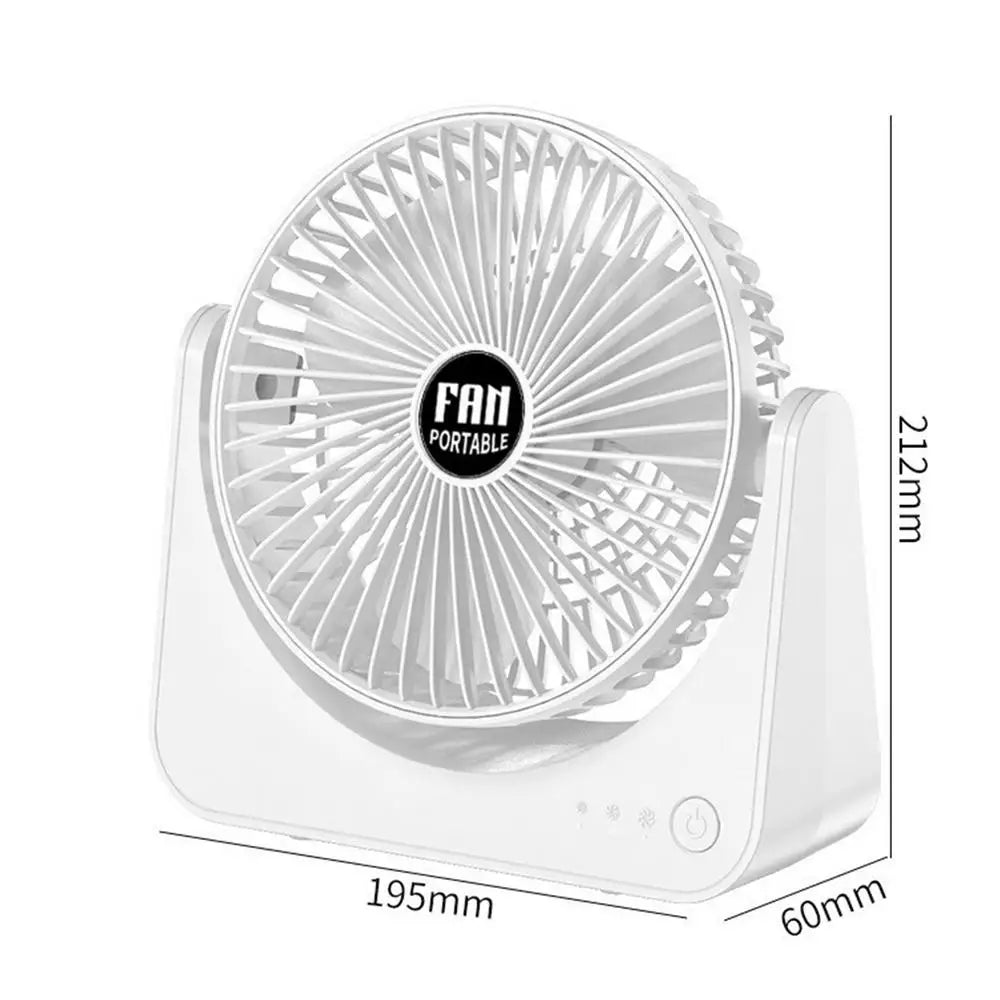 USB Rechargeable Mini Desk Fan – 3-Speed Quiet Table Fan Mini Desk Fan Axl White
