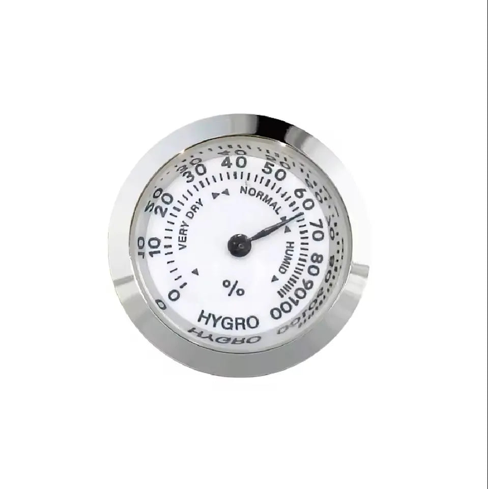 43mm Round Analog Hygrometer for Humidors, Guitar & Wine Box Analog Hygrometer Axl Silver-1pc 1