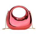 Women's Acrylic Half Moon Crossbody Bag – Metallic Chain Purse Crossbody Bag Axl red