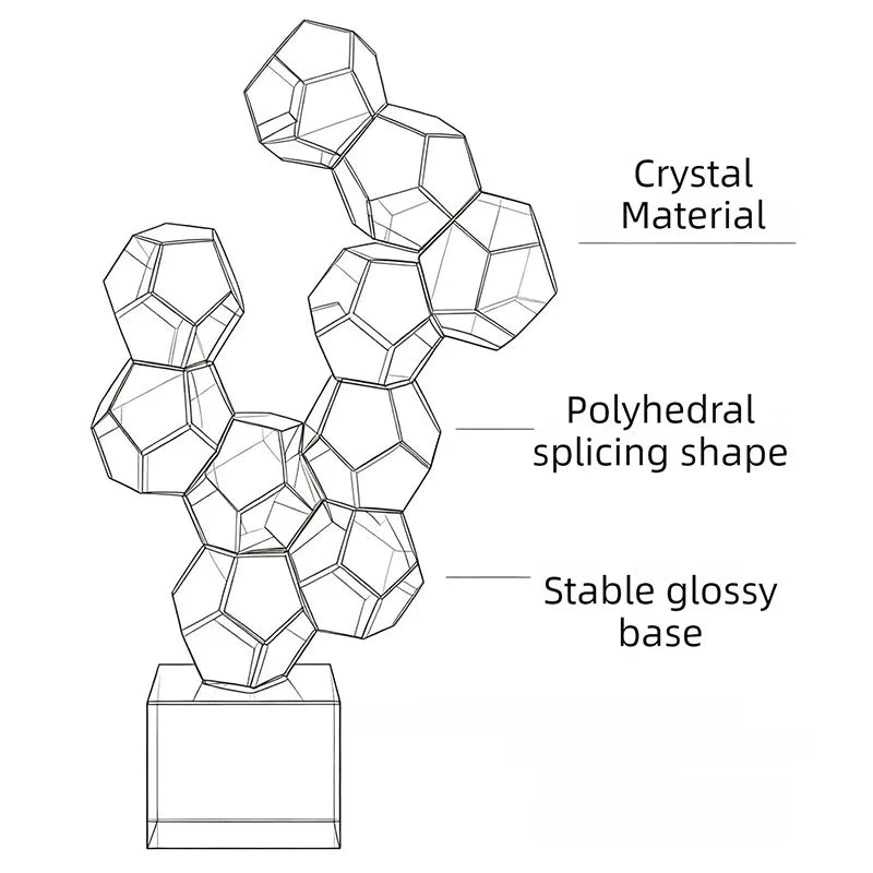 Luxury Crystal Geometric Sculpture | Modern Home Decor Art Crystal Sculpture Axl