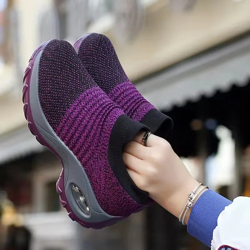 Women's Mesh Slip-On Sneakers | Breathable Thick Sole Shoes Women's Sneakers Axl