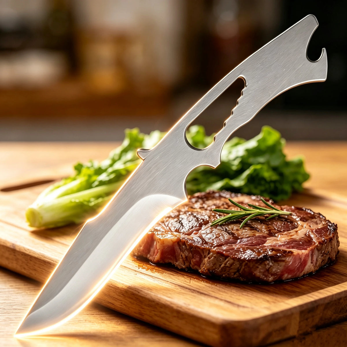 Mirror Polished Stainless Steel Fruit & Steak Knife – Bottle Opener Multi-Function Kitchen Knife Axl