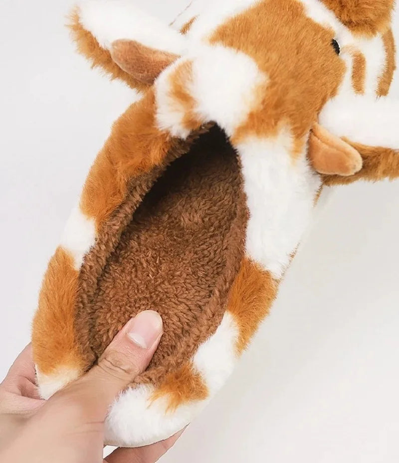 Fluffy Cow Animal Slippers – Unisex Plush Home Shoes Plush Animal Slippers Axl