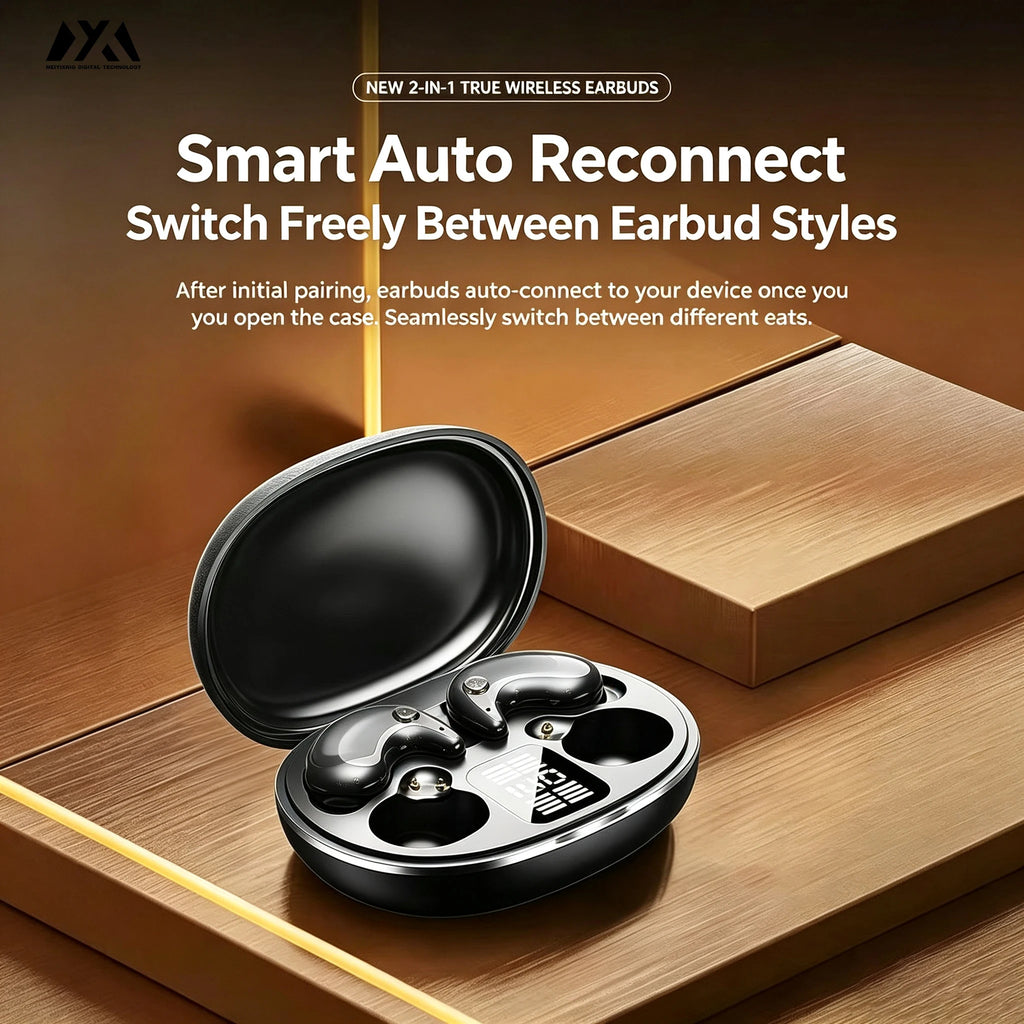 KK0 2-in-1 Wireless Earbuds – LED Display & Dual Wear Styles Wireless Earbuds Axl