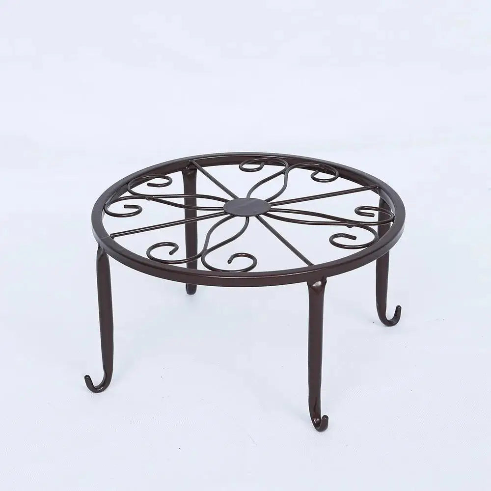 Wrought Iron Flower Pot Stand – Balcony & Garden Display Shelf Plant Pot Stand Axl Bronze