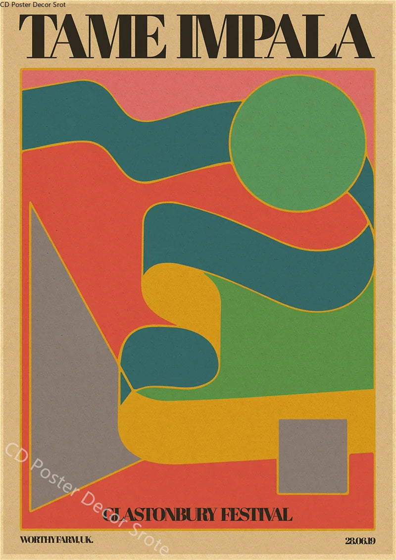 Tame Impala Psychedelic Vintage Poster – Kraft Paper Rock Wall Art Decorative Poster Axl