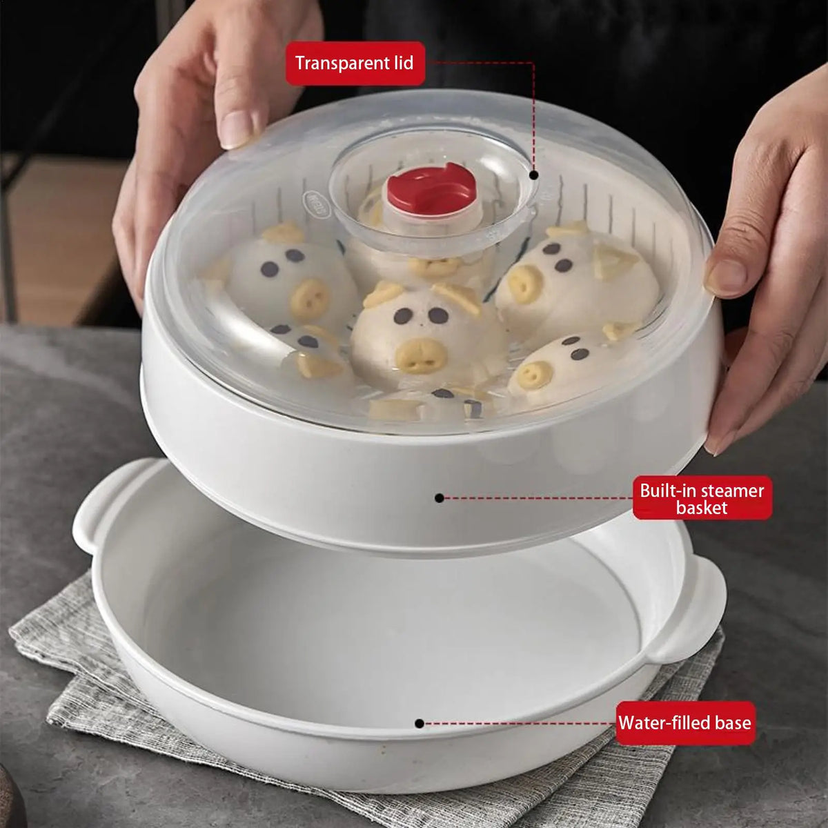 Large Capacity Microwave Food Steamer Box with Lid & Steam Vent Microwave Food Steamer Axl
