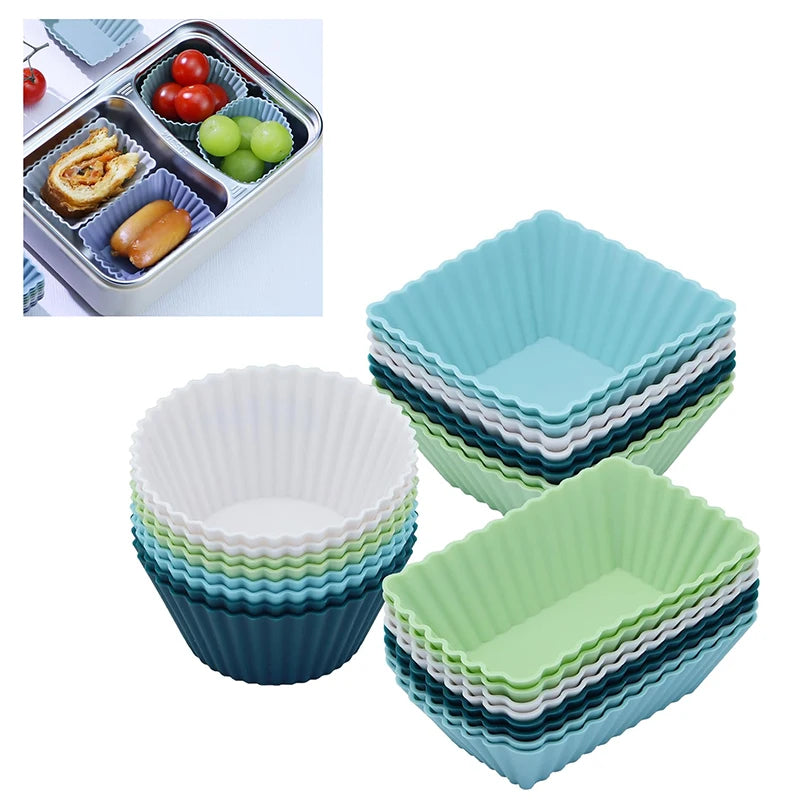 12-Pack Silicone Cupcake Molds & Bento Lunch Box Dividers Silicone Baking Molds Axl