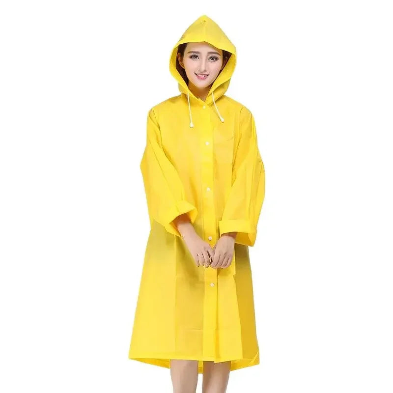 Women's Waterproof Rain Poncho – Clear Yellow Nylon Raincoat Women's Rain Poncho Axl