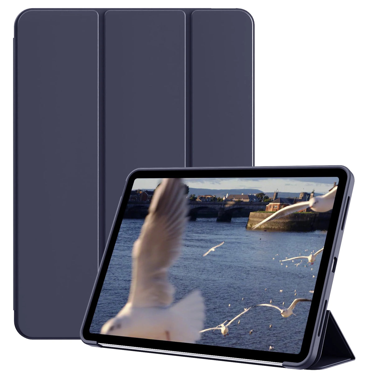 Tri-Fold Silicone Smart iPad Case – Shockproof Magnetic Cover Tablet Folio Case Axl Navy iPad Pro 11 2018-22