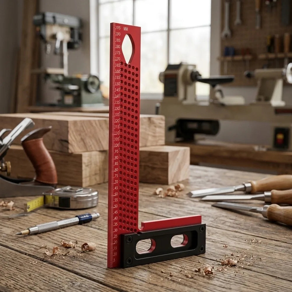 Aluminum Woodworking Right Angle Ruler & Carpenter Square Gauge Woodworking Marking Ruler Axl