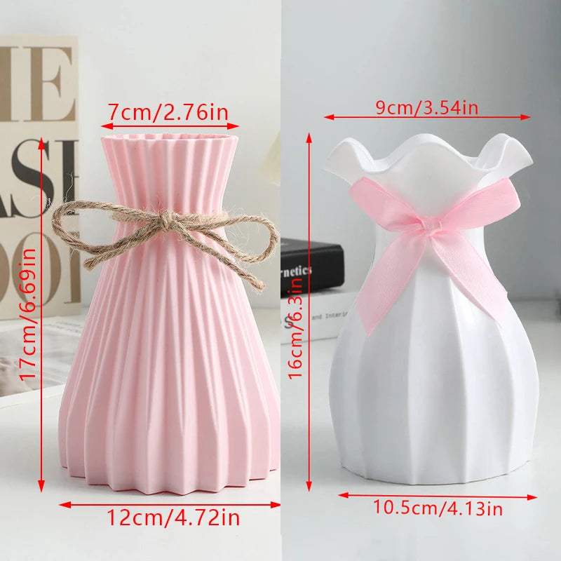 Water Ripple Nordic Plastic Vase – Modern Home Decor Flower Pot Decorative Vase Axl