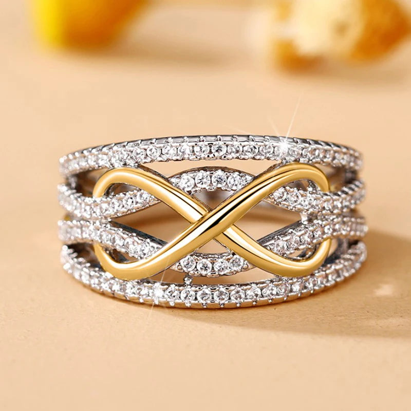 Huitan Infinity CZ Women's Ring – Wedding & Eternity Band Fashion Ring Axl H341 6